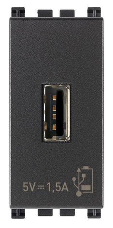 UNIDAD ALIMENTACION USB 5V. 1.5A. 1 MOD. 120-240V. GRIS PLANA VIMAR