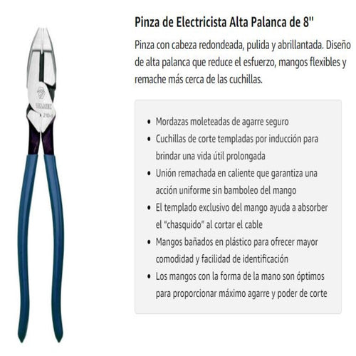 PINZA DE ELECTRICISTA ALTA PALANCA 8