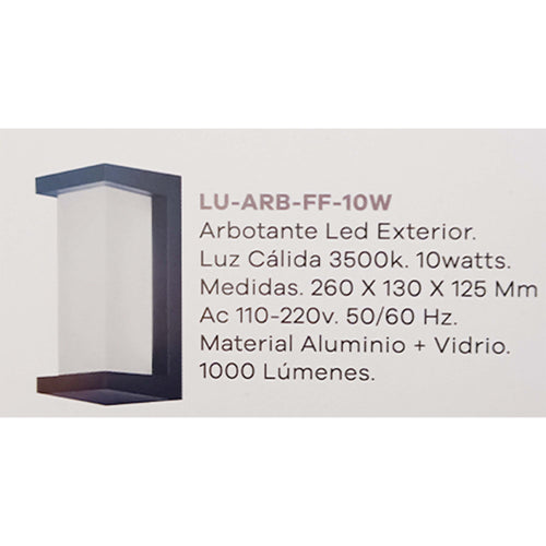 ARBOTANTE LED EXTERIOR RECTANGULAR CON DOBLE SALIDA DE LUZ 10W 3500K IP58 ALUMINIO