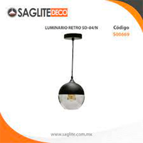 LUMINARIO RETRO SD-04/N 1L E26 NEGRO SAGLITE